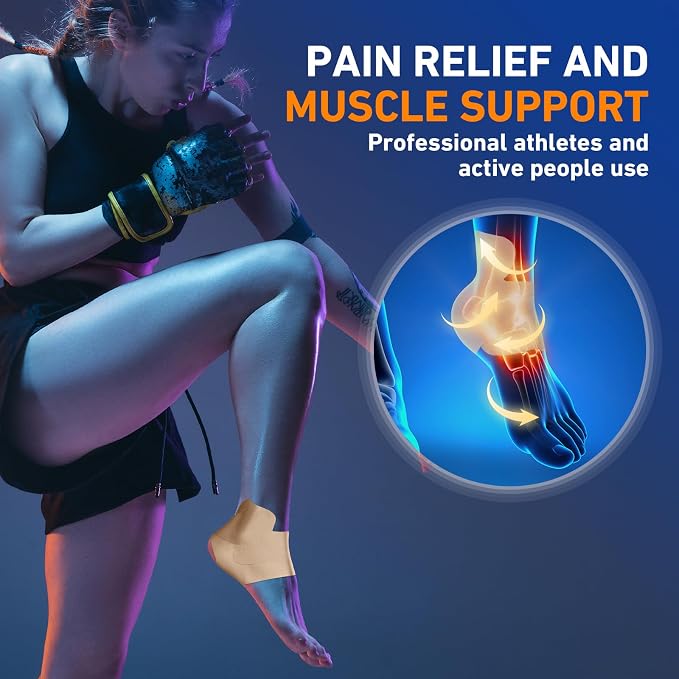 KTQUICK Precut Kinesiology Tape for Ankle,12PCS,20% Stronger Adhesive,Beige | Ankle Support Tape with Premium Cotton, Breathable, Waterproof, Latex-Free Athletic Tape for Running, Training & Hiking