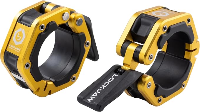 Lock-Jaw Flex Barbell Collars Olympic Barbell Clamps w/Magnet 2 Pcs – Heavy Duty Bar Clamps for 2” & 50mm Olympic Bars – Secure Weight Bar Clamps for Strength Training & Home Gym Accessories