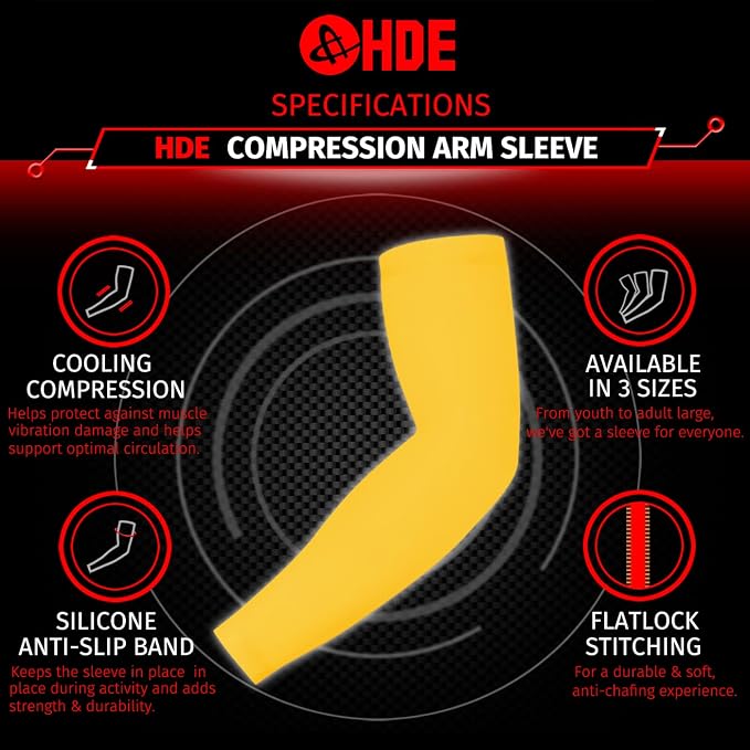 HDE Arm Compression Sleeves for Kids Basketball Shooting Sleeve Youth Sports Cooling Sun Protection Football Baseball 1 Pair