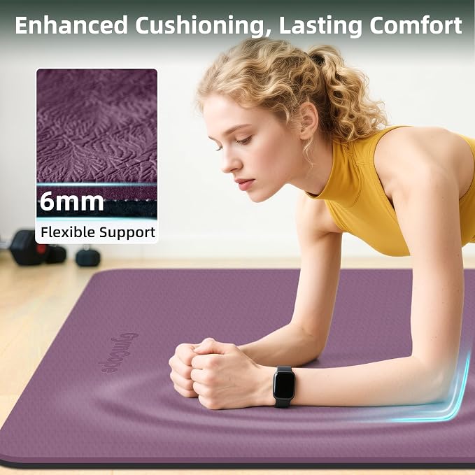 Extra Large Yoga Mat – 72"x48" or 78"x57", 1/4"–1/2" Thick Mat for Women & Men, TPE Non-Slip Pilates Mat for Home Gym, Yoga, Stretching, Meditation