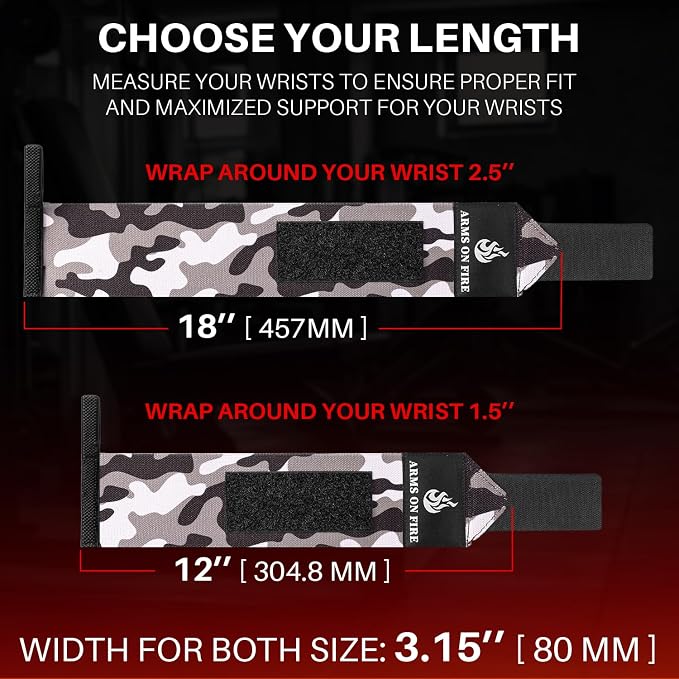 TECEUM Elastic Cotton Weightlifting Wrist Wraps with Thumb Loops, 1 Pair