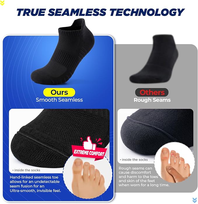 TANSTC Athletic Running Ankle Socks for Men Women, Cushioned Low Cut Sport Tab Socks, 6 Pack