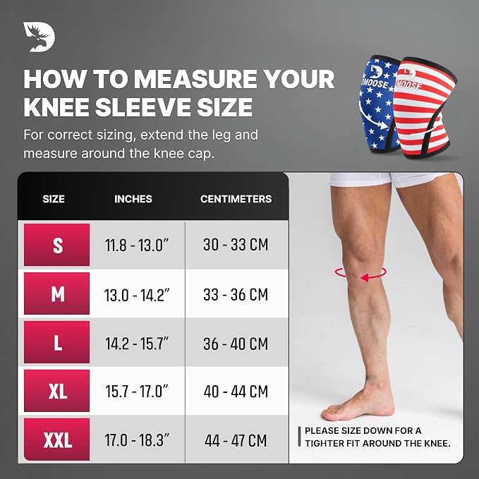 DMoose Fitness Knee Sleeves for Weightlifting (Pair) 78" Knee Wraps for Squats, Powerlifting & Joint Stability