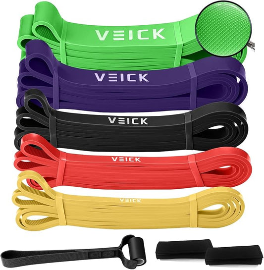 VEICK Pull Up Assist Resistance Bands for Home Gym | 100% Natural Latex, Non Slip Leather Texture, Space Saving, Versatile for Full Body Training, Home Gym