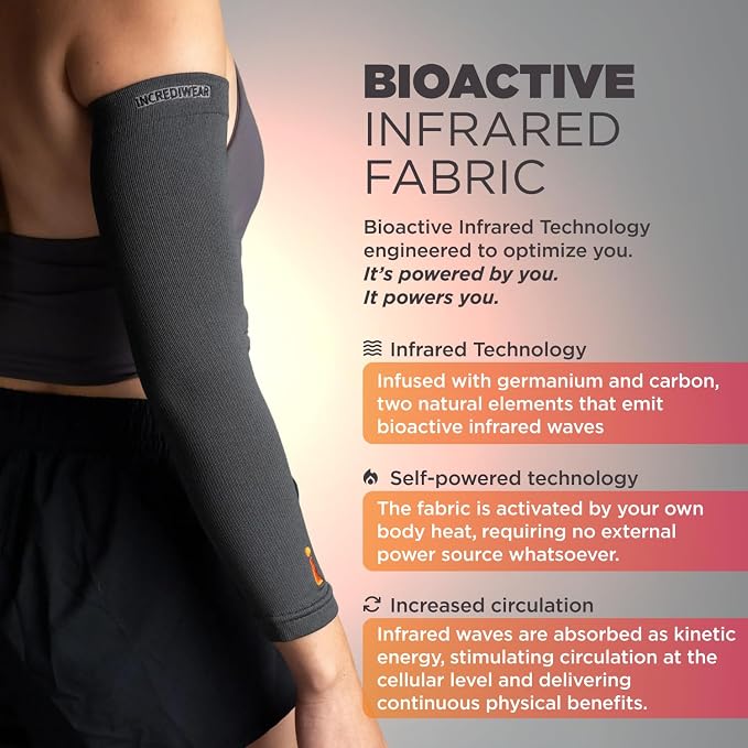 Incrediwear Arm Sleeve – Infrared Arm Sleeves for Men & Women, Arm Support | Muscle Recovery & Muscle Pain Relief for Tennis Elbow Tendonitis, Arm Sleeves for Baseball, Basketball, Football, Working Out
