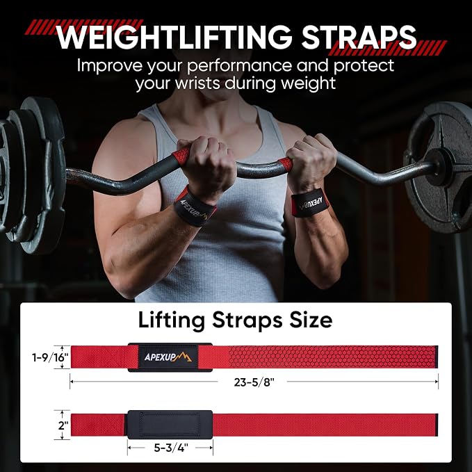 Weight Lifting Straps for Weightlifting, Lifting Wrist Straps Gym, Deadlift Strap, Anti Slip Silicone Weightlifting Strap Men Women Powerlifting, Strength Training