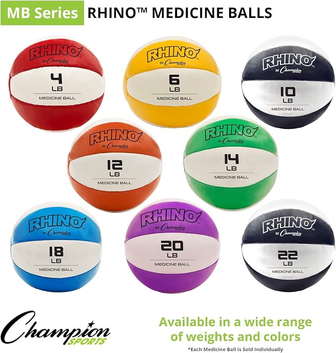 Champion Sports Leather Medicine Balls – Durable Weighted Balls for Strength, Core & Conditioning Training