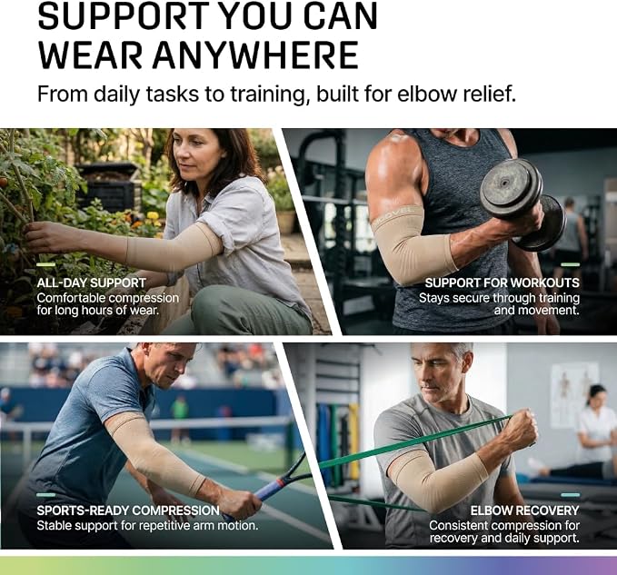 Modvel 2 Pack Elbow Brace for Tendonitis and Tennis Elbow Brace for Women and Men, Elbow Compression Sleeve for Pain Relief and Recovery – Elbow Sleeves Weightlifting Men, Sports & Workout, Arm Brace