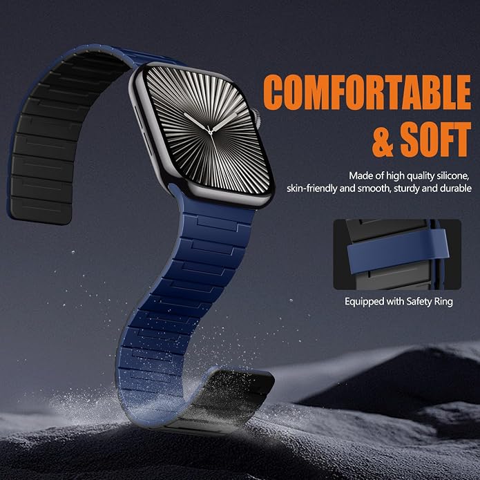 SNBLK Magnetic Watchband Compatible with Apple Watch for Men 44mm 45mm 46mm 49mm 42mm 41mm 40mm 38mm Women, Silicone Sport Strong Magnet Strap for iWatch Series 11 Ultra 3 Ultra 2 Se 10 9 8 7 6 5 4 1