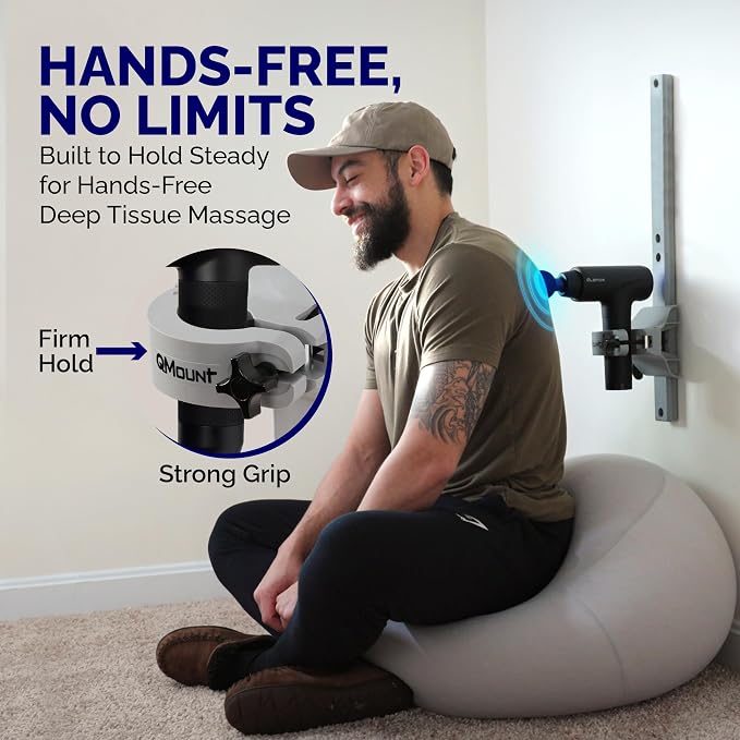 Massage Gun Holder & Wall Mount – Hands-Free for Full Body Muscle Recovery – Fully Adjustable Massage Gun Wall Mount Holder – Heavy Duty, No-Slip, Supports Deep Massaging (Wall Mount)