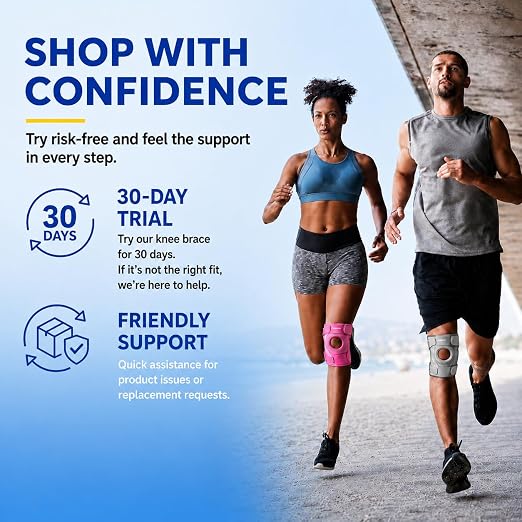 CAMBIVO Knee Brace with Stabilizers, Gel Pad & Open Patella for Men & Women | Open Patella Stabilizer for Arthritis, Meniscus & ACL MCL Relief. Adjustable Compression for Running & Sports Recovery
