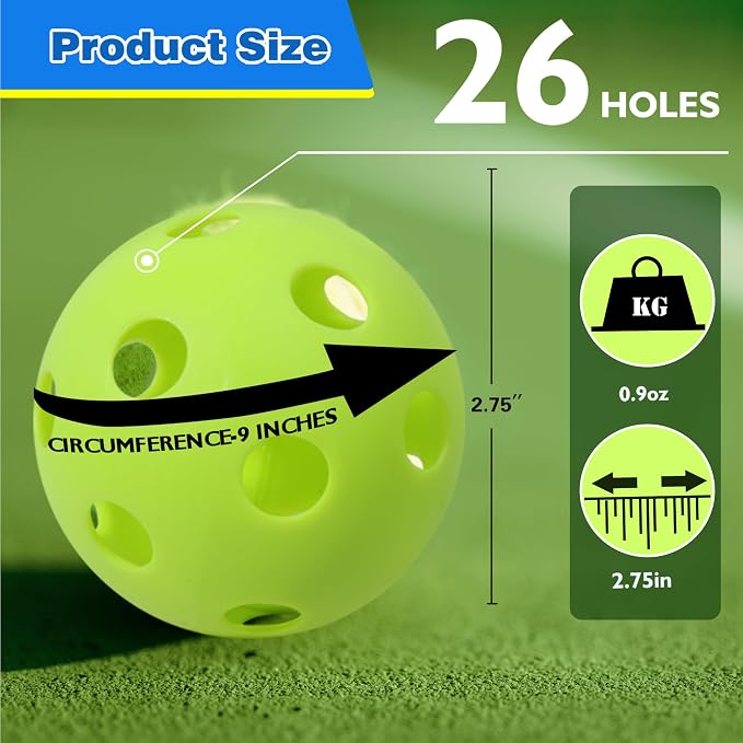 GSE Plastic Practice Baseballs, Hollow Airflow Softballs Training | 26-Holes Lightweight Balls, for Pitching, Batting, Catching for All Skill Levels, for Indoor & Outdoor Games, 2.75", 0.9 oz