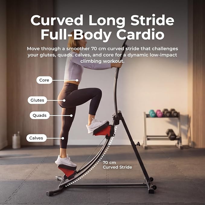 Sunny Health & Fitness Stair Stepper for Home | SunnyFit App Connection, Long Stride Length, Home Gym Exercise, Compact Foldable, Leg and Glute Training