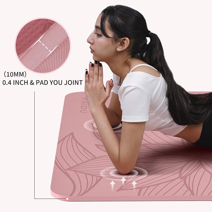 PAIDU Large Yoga Mat 72"x36"x10mm Non-Slip Exercise Mat for Home Gym Studio | Extra wide & thick non-slip yoga mat, works on all floors, ideal for stretching, yoga studio, gym and home workouts