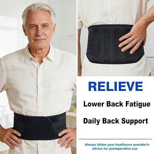 Wide Back Brace for Plus Size Men Lower Back Pain Support | Plus Size Back Brace, Lumbar Support Belt, 5 Removable Metal Stays, Work, Sciatica & Herniated Disc Relief (X-Large: 41"-43")