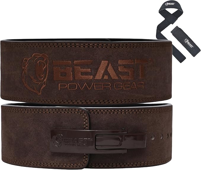 Beast Power Gear Weight Lifting Belt Lever Buckle 10MM 13MM Thick & 4 Inches Free Strap Weightlifting, Powerlifting, Deadlifts, Squats Men Women