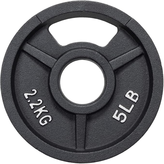 Signature Fitness Cast Iron Plate Weight Plate for Strength Training and Weightlifting, Olympic or Standard