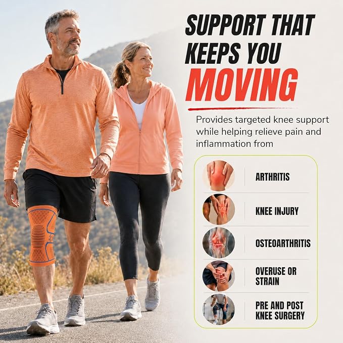 Knee Brace for Men and Women Knee Compression Sleeve Knee Support Wraps for Arthritis Joint Pain Relief, Workout, Swelling, Sports, Circulation, Running, Recovery for ACL & Meniscus Tear