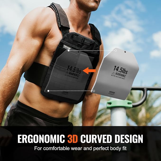 VEVOR Weight Vest Plates, 5.75/8.75/14.5/19.75 LB Pairs, Premium Steel Weighted plates, Additional Weight for Weight Vests, for Strength Training, Running, Fitness, Heavy Workouts