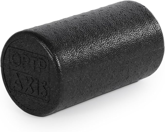 OPTP AXIS Firm Density Foam Roller – Round, Black, 12"L X 6" | High density firm foam roller for physical therapy, yoga, Pilates, fitness exercise & sports training, Heat-molded EPP foam