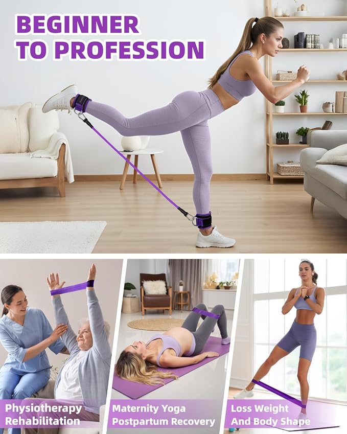 Resistance Bands Set – Resistance Band and Adjustable Ankle Exercise Bands with Cuffs Great Equipment for Training, Working Out, Yoga,Home Gym with Training Guidance & Carry Bag,Set of 8