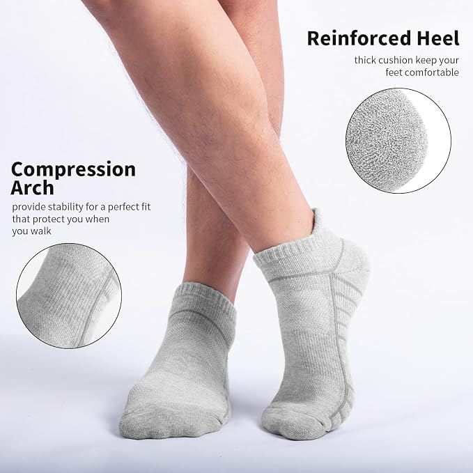 Lapulas Athletic Running Ankle Socks, Low Cut Cushioned Anti-Blister Tab Sports Socks Men Women 6Pairs