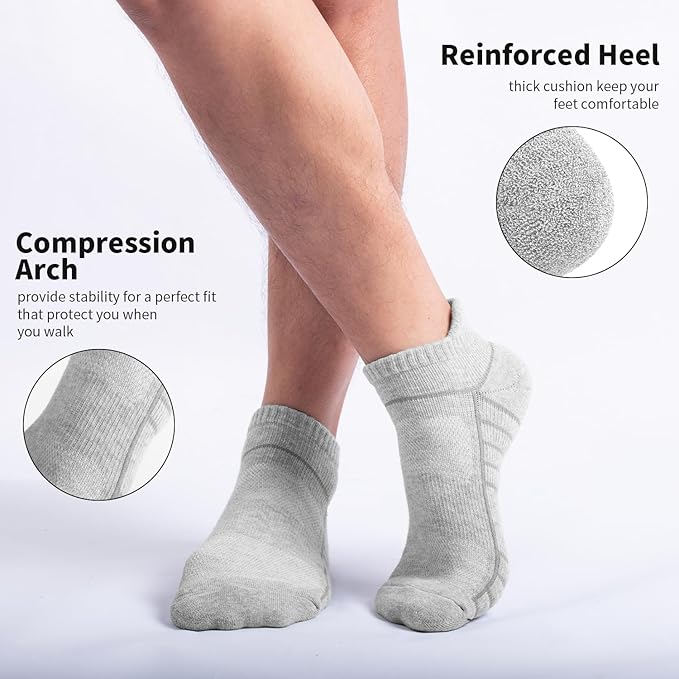 Lapulas Athletic Running Ankle Socks, Low Cut Cushioned Anti-Blister Tab Sports Socks Men Women 6Pairs