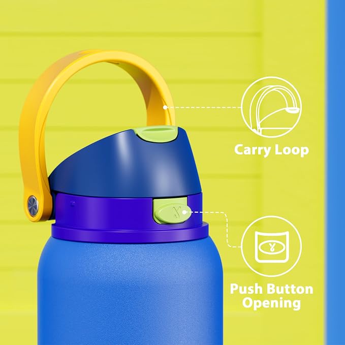 40 oz Insulated Water Bottle for Men: Meoky Stainless Steel Water Bottle with 2-in-1 Straw and Spout Lid - Leak Proof, Cold for 24 Hours, Protective Silicone Base, BPA-Free for Sports Gym, Sapphire
