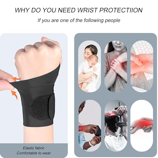 2 Pcs Ultra-Thin Wrist Brace Support for Carpal Tunnel, Pain Relief, Arthritis, Tendonitis, Elastic Wrist Wraps Right and Left Hands - Compression and Support for Fitness Enthusiasts (All Black)