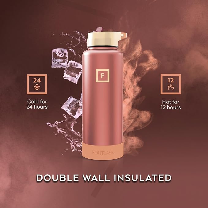 IRON °FLASK 40 oz Wide Mouth Water Bottle with Straw | Insulated Stainless Steel Sports Water Bottle with Leakproof Straw Lid - BPA Free, Cold 24 Hrs, Sweat Free (Dream Sunset)