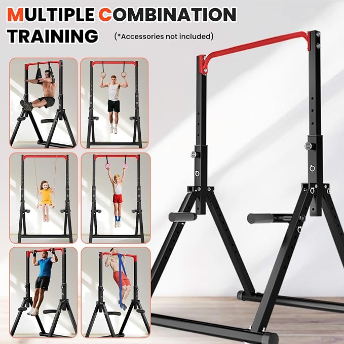 DOBESTS Power Tower Pull Up Bar Free Standing, Foldable Pull Up Station
