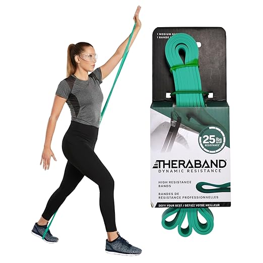 THERABAND High Resistance Band, 25 lbs, Medium, Green, Physical Therapy | Resistance band for exercise, physical therapy and stretching, with progressive color-coded levels