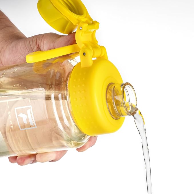 Fanhaw 32 oz Clear BPA-Free Tritan Water Bottle with Fast-Flow Spout Lid, BPA-Free & Leak-Proof Wide-Mouth Reusable Bottle for Gym, School & Office, Back to School Essentials (Imperial Yellow)