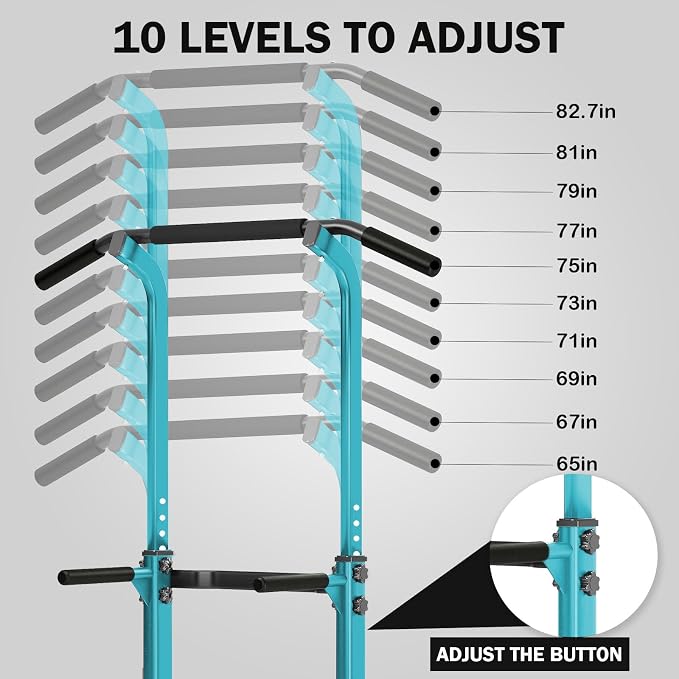 SogesHome Multi-Function Power Tower Pull Up Bar Dip Station for Home Gym | Height Adjustable PullUp Dip Stand, Full Body Strength Training Equipment, Fitness Workout for Push Ups Dips, 330LB Capacity