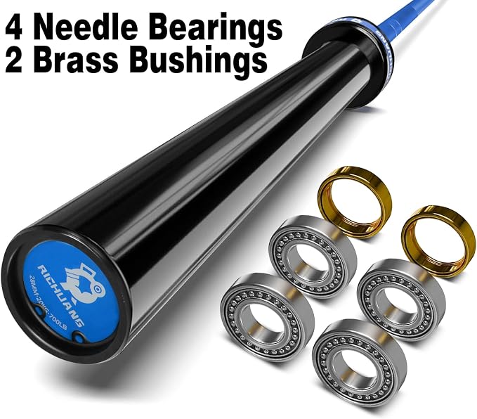 7ft Olympic Barbell 28mm 45lb – 500/700/1000LB Bar for Home Gym | Ceramic coated steel. Smooth spinning sleeves. Fits 2" plates. For snatch, clean and jerk, squats, deadlifts, bench press.