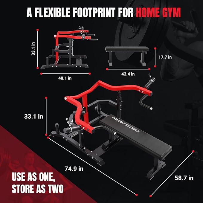 YOLEO Chest Press Machine, 1100LBS Bench Press Machine with Separate Press Station & Adjustable Weight Bench, Independent Converging Arms
