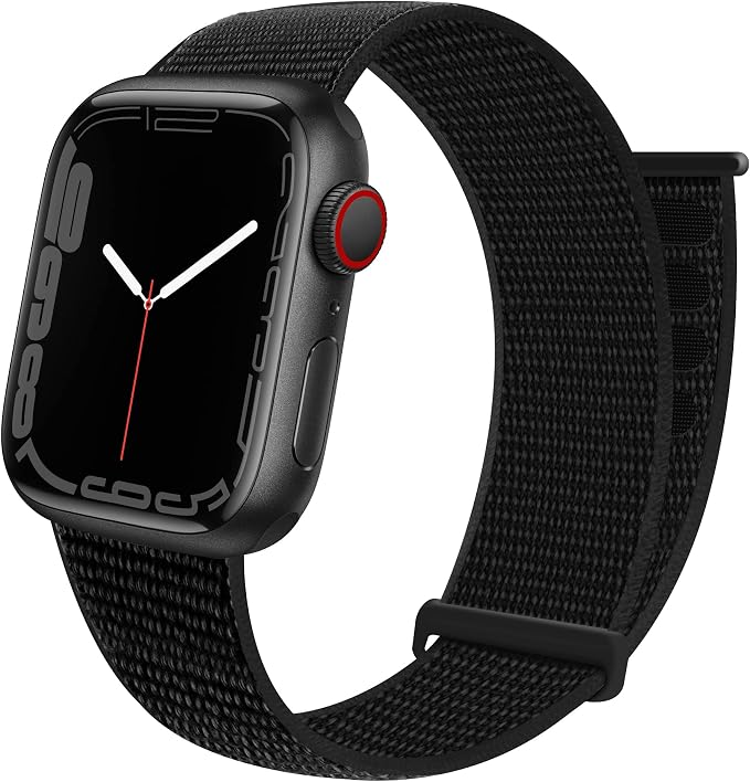 JuQBanke Sport Loop Band Compatible with Apple Watch Band 38mm 40mm 41mm 42mm 44mm 45mm iWatch Series 7 6 5 SE 4 3 2 1 Strap, Nylon Women Men Stretchy Elastic Braided Wristband, 42 44 45mm Dark Black | Braided Nylon Band for Apple Watch 42mm 44mm, Adju...