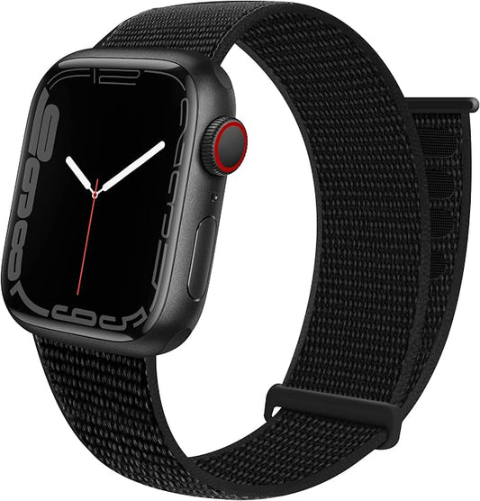 JuQBanke Sport Loop Band Compatible with Apple Watch Band 38mm 40mm 41mm 42mm 44mm 45mm iWatch Series 7 6 5 SE 4 3 2 1 Strap, Nylon Women Men Stretchy Elastic Braided Wristband, 42 44 45mm Dark Black | Braided Nylon Band for Apple Watch 42mm 44mm, Adju...