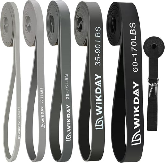WIKDAY Resistance Bands, Pull Up Bands, Workout Bands for Exercise, Thick Heavy Resistance Band Set with Door Anchor, Elastic Bands for Body Stretching, Training at Home/Gym for Men & Women