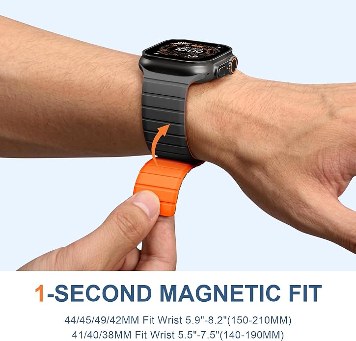 SNBLK Magnetic Band Compatible with Apple Watch Bands for Men 44mm 45mm 46mm 49mm 42mm 41mm 40mm 38mm Women, Secure Silicone Sport Loop Magnet Strap for iWatch Ultra 3 2 1 SE Series 11 10 9 8 7 6 5 4