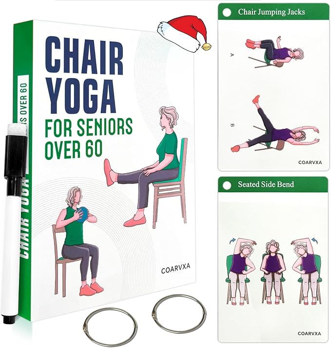 Chair Yoga Workouts for Elderly-58 Exercise Cards with Chair Yoga,Gentle Seated Yoga Guide, Chair Yoga for Weight Loss & Flexibility-Exercise Cards for Seniors Over 60