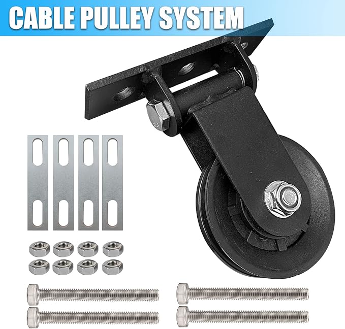 Power Rack Pulley Attachment, LAT Pulldown Machine - Cable & Weight Dual Pulley System for Home Gym Strength Training, Power Racks