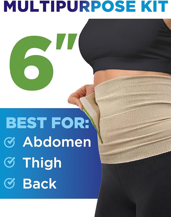 Premium Elastic Bandage Wrap - 6” (2pk) - Self-Closing Compression Bandage | Reusable Bandage Wrap for Leg, Ankles, Wrists, and Knees - For First Aid Kit and After Surgery Recovery - Latex Free