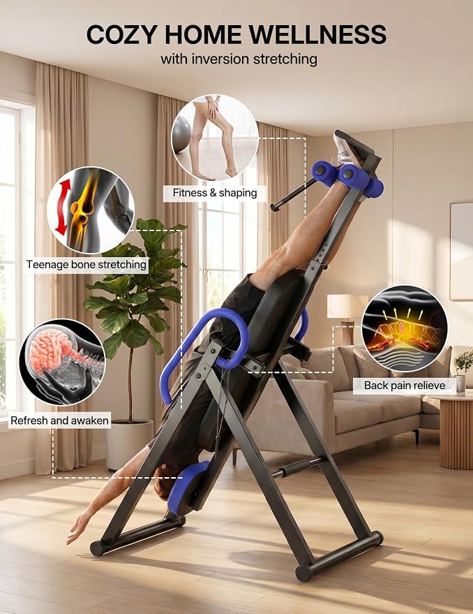 YOLEO Gravity Inversion Table for Back Pain Relief 2026 New Inversion Table w/Lumbar Support Easy to Assemble Back Stretcher Machine 300 lbs