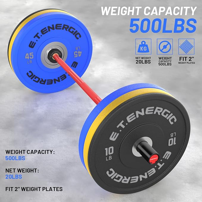 4FT Chrome Steel Olympic Barbell, 500LB | 20LB compact bar with 28mm knurled grip, bearing sleeves, 7.6-inch loadable length, and 2-inch plate fit