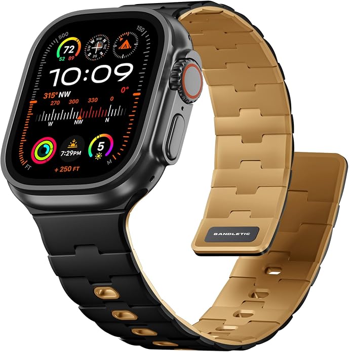 Bandletic Magnetic Silicone Watchband Compatible with All Apple Watch | Strong Magnet Sport Strap for iWatch Ultra 49mm Series 11-1 SE 46mm 45mm 44mm 42mm 41mm 40mm 38mm, Ideal for Men Women