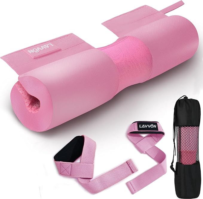 Barbell Squat Pad Set- Nylon Padding AntiSlip- Thick Foam Hip Thrusts Pads | Bench Press/Lunges/Bar Squats Padding Cushion -Standard Olympic Weight Bar Pad(Wrist Straps Weightlifting-Ankle Straps)