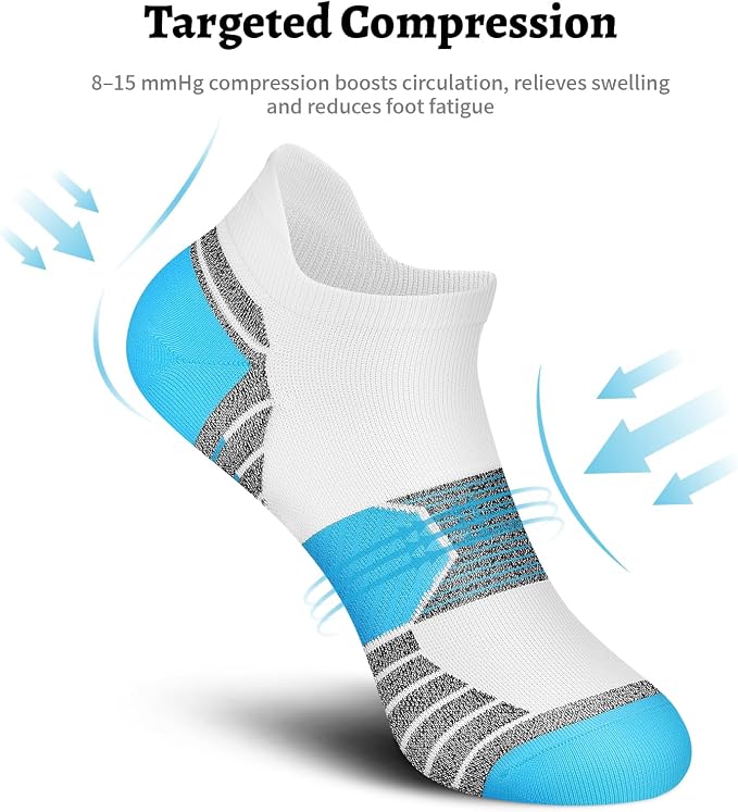 Ankle Compression Socks for Women 6 Pairs Running Socks with Arch Support | Athletic Womens Ankle Socks for Running, Gym, Workouts, Long-Distance Walking, Travel, Daily Use, Relieve Plantar Fasciitis