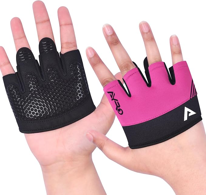 AYRO Workout Gloves for Men & Women, Minimal Short Partial Gym Gloves, Weight Lifting Gloves with Full Palm Protection, Extra Grip Pads & Hand Support for Training & Fitness