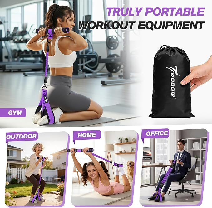 WOQQW Multifunction Pedal Resistance Band with Handle, Upgraded 3 Tube Adjustable Foot Resistance Bands for Core, Arm, Legs, Body Puller Trainer - Sit Up Exercise Equipment for Women Men